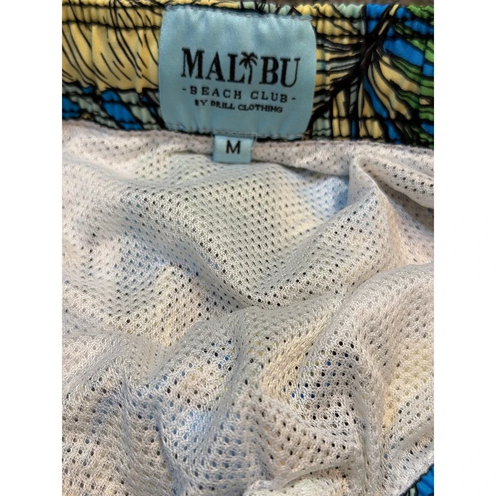 Malibu Beach Club Mens Tropical Palm‎ Leaf Swim Trunks
